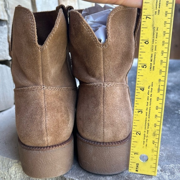 Lucky Brand Rhetty leather suede pull on booties in caramel tan NWOB Sz-9M.  Q - Picture 12 of 13